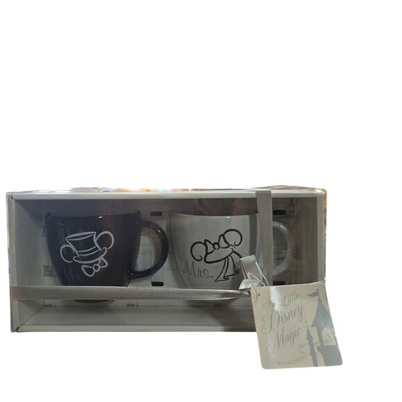 Mr. & Mrs. Mickey & Minnie Black & White Top Hat & Wedding Veil Coffee Mugs, NEW - Picture 1 of 5